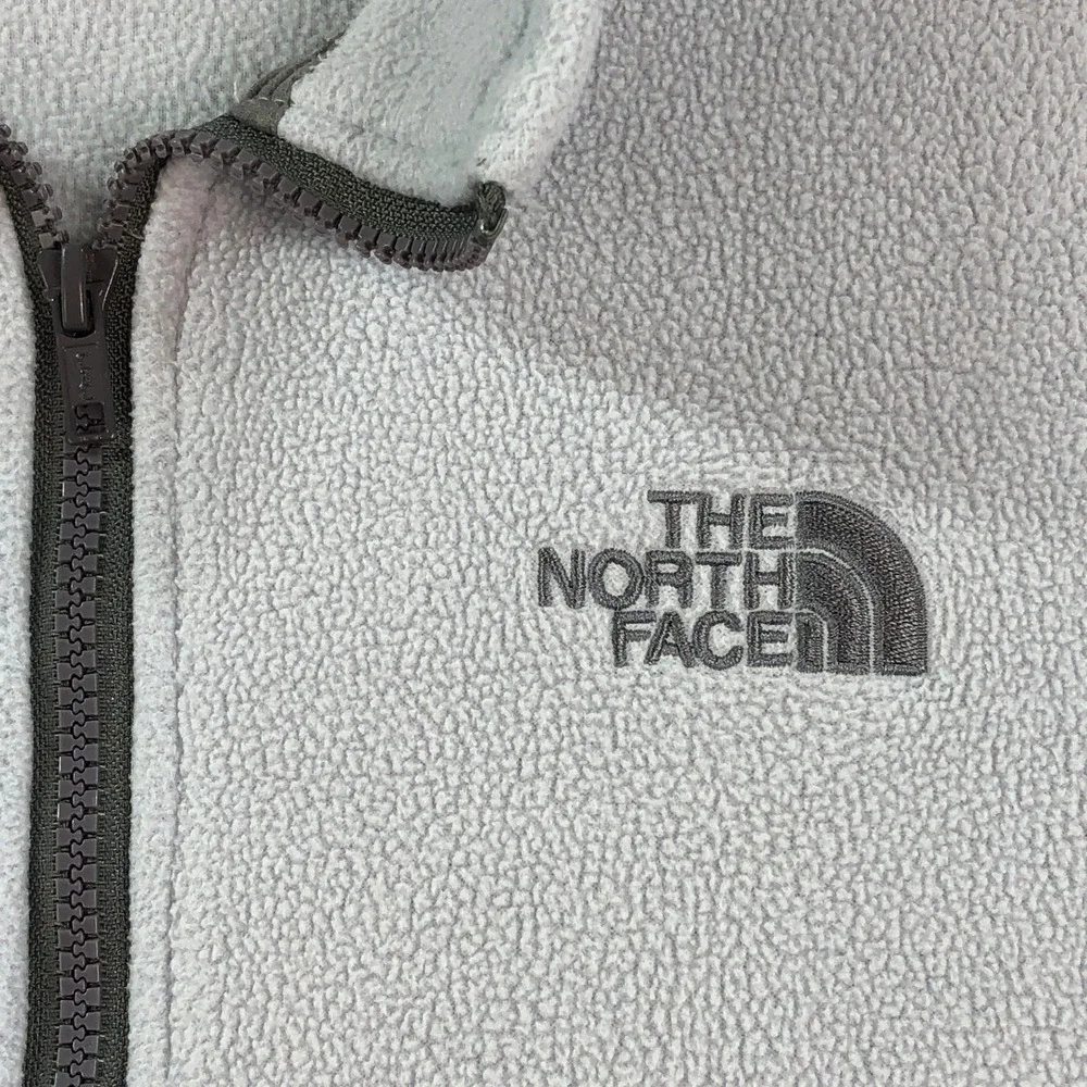The North Face Mens Fleece Jacket Large Full Zip Embroidered Logo Light Gray
